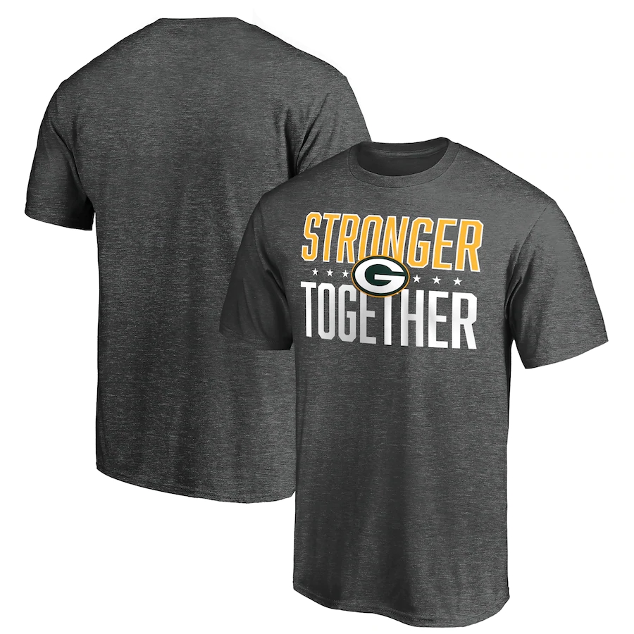 Men's Green Bay Packers Heather Charcoal Stronger Together T-Shirt